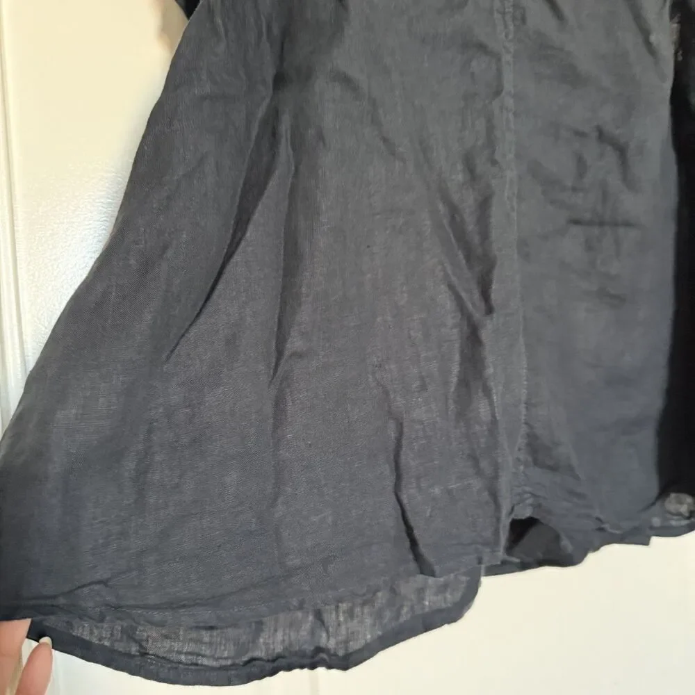 Velvet Graham Spencer 100% linen black fluttler sleeve top classic XL - Picture 2 of 11